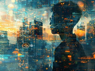 Poster - AI-illustrated transition of business ideas embracing tech. Showcasing the synergy of customer networks & socially-conscious investors driving purposeful change. Ideal for corporate strategies.