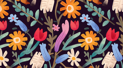 Wall Mural - seamless pattern with flowers