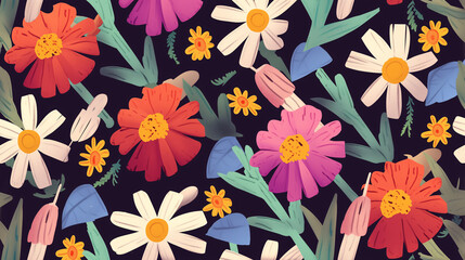 Wall Mural - seamless pattern with flowers