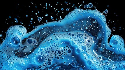 Poster - close-up shot of a wave of water with bubbles forming on the surface