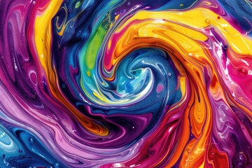 Poster - Colorful abstract art painting on a black background with swirling shapes and patterns