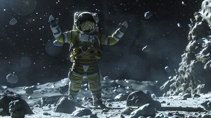The astronaut on asteroid