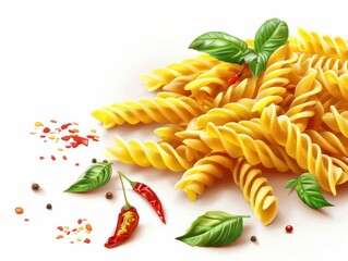 Wall Mural - Spicy Pasta on isolated background