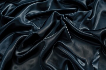 Wall Mural - Close-up shot of black satin material with smooth and shiny surface