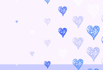 Poster - Light Purple vector pattern with colorful hearts.
