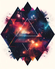 Poster - Abstract geometric nebula galaxy background