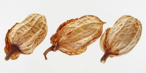 Poster - Three dried fruits on a white surface