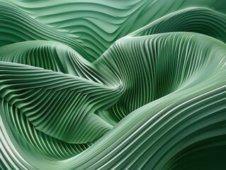 Poster - Abstract green curve wave with line textured background. AI generated