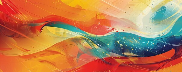 Wall Mural - Vibrant abstract background with dynamic swirling lines, evoking a feeling of movement and vitality