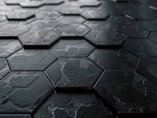 Wall Mural - Abstract 3d black hexagons background pattern. AI generated image