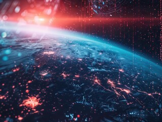 Poster - modern futuristic digital globe map background.ai generated image