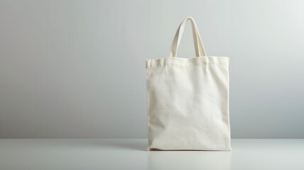 A blank canvas tote bag with copy space image representing the eco friendly and zero waste concept