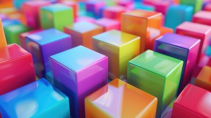 Wall Mural - Multi-Colored Cubes on a Light Surface