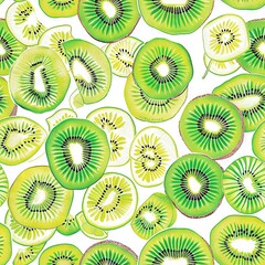 Wall Mural -   Kiwi fruit slices on white background