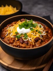 Wall Mural - Traditional Mexican Chili Con Carne, featuring hearty minced meat and tender red beans simmered in a rich, flavorful sauce.