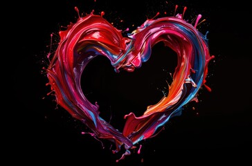 Poster - Vibrant heart-shaped paint splash