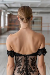 Sticker - Elegant woman in black lace dress