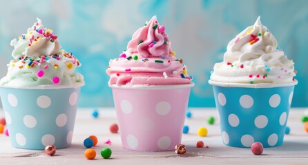 Wall Mural - Colorful and festive cupcakes with sprinkles