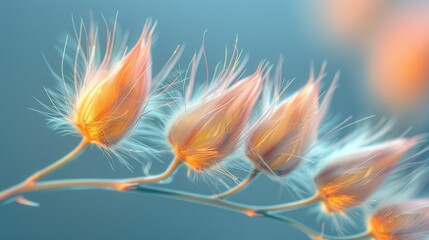 Wall Mural -  A tight shot of flowers on a twig with soft, indistinct light above
