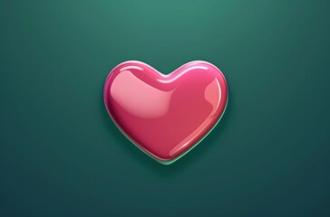 Wall Mural - Vibrant pink heart on a green background