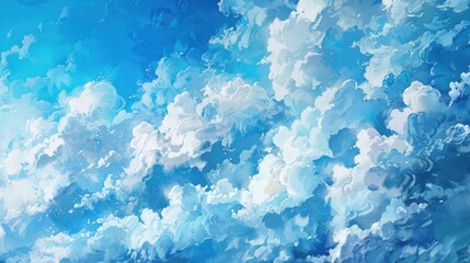 Poster - Sky with clouds in shades of blue