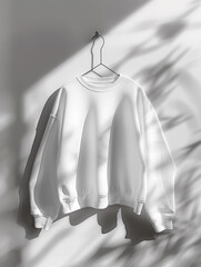 Wall Mural - PNG Transparent Sweatshirt Mockup with Transparent Lights & Shadows