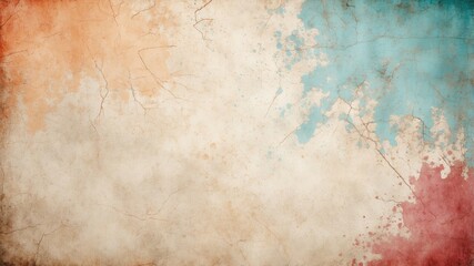 Wall Mural - Ecru colored grunge texture background. Old paper texture with vignette