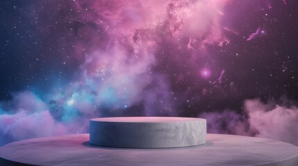Wall Mural - a round table in front of a colorful background with stars