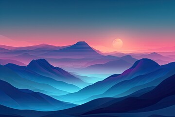 Aufkleber - a mountain range with a sky background, Background design with Glassmorphism and a mountain silhouette