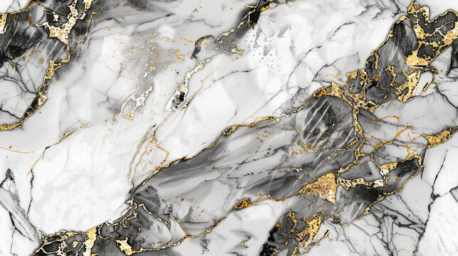 Abstract Golden Waves on White Black Watercolor Marbled Distorted Textured Background