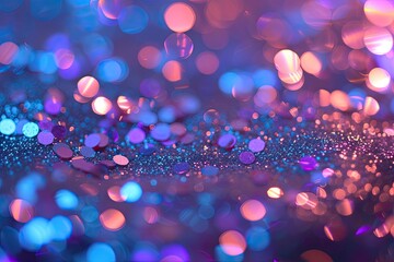 Poster - a blurry background with a blue and purple color, background with holographic glitter and bokeh lights