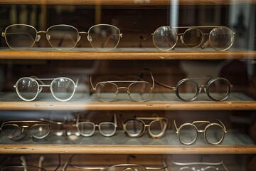 Aufkleber - a purple and blue abstract painting, Eyeglasses through different eras of history