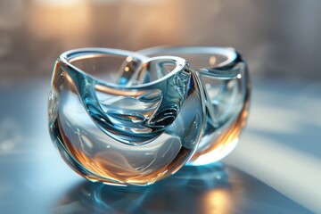 Crystal glass of water on a table, Modern design of two crystal glass pot 