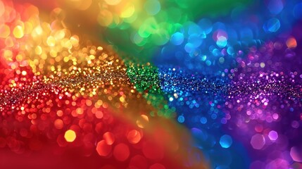 Wall Mural - A close up of a rainbow colored fabric with lots of glitter generative ai