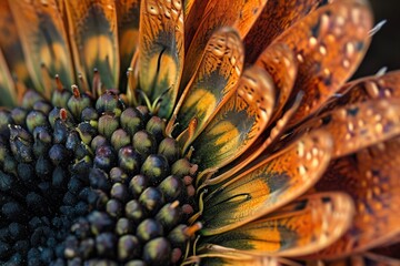 Poster - a close up of a flower with water droplets, Macro details revealing intricate burst patterns
