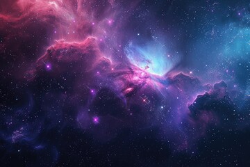 Fototapete - a spiral galaxy with a bright center surrounded by stars, Outer space with distant galaxies, nebulas, and stunning astronomical phenomena