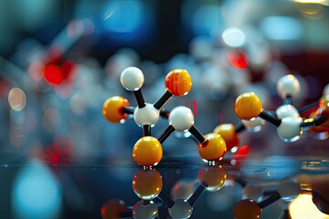 Poster - a group of glass flasks filled with colored liquids, Study the principles of organometallic chemistry