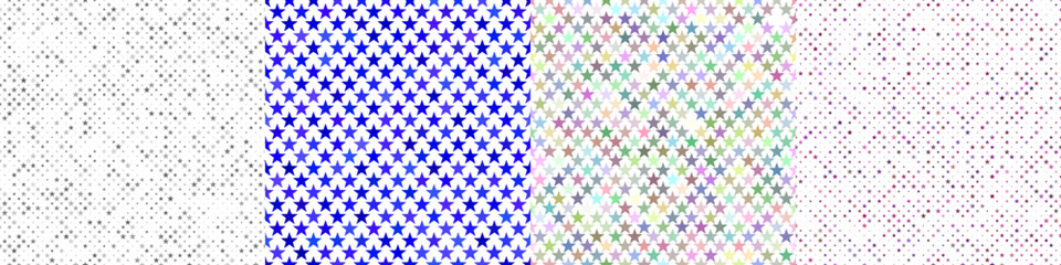 Poster - Seamless pentagram star pattern set