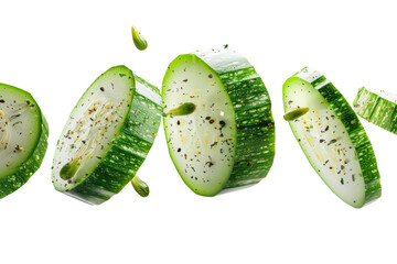 Wall Mural - Zucchini Slices in Mid-Air