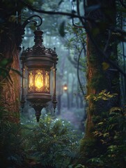 Wall Mural - Lantern in Forest