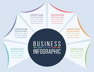 Wall Mural - Infographic design 6 Steps, objects, elements or options circle infographic template for business information