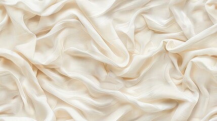 Wall Mural - A close-up shot of wrinkled cream-colored fabric, showing its texture and folds SEAMLESS PATTERN