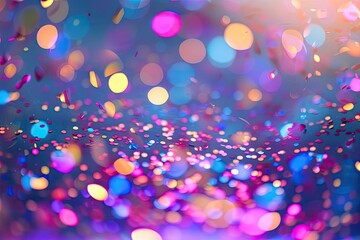 Poster - a blurry photo of a colorful background, Craft a vibrant confetti-filled celebration with dynamic disco lights