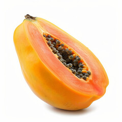 Wall Mural - A whole, ripe papaya with a vibrant orange skin, isolated on white background