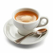 © wolfhound911 - A cup of espresso with a small spoon on the saucer, isolated on white background