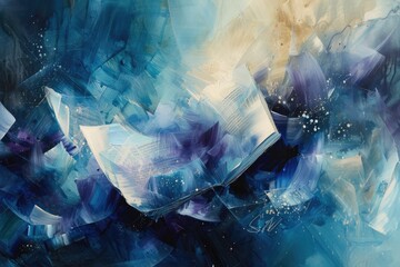 Aufkleber - an open book with smoke coming out of it, Paint an abstract image evoking the feel of deep immersion when engrossed in a captivating book