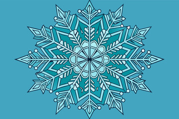 Aufkleber - a snowflake with a blue background and a white border, Intricate snowflake outline for a winter theme
