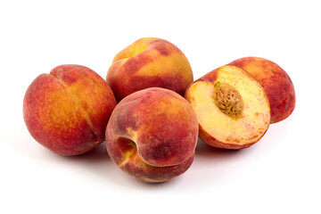 Wall Mural - Juicy peaches, isolated on white background.