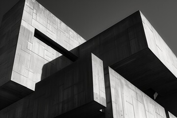 Aufkleber - Modern architectural design. Concrete walls, abstract patterns. White and gray backdrop, urban texture. Futuristic building, geometric structure. Empty interior, blue light.