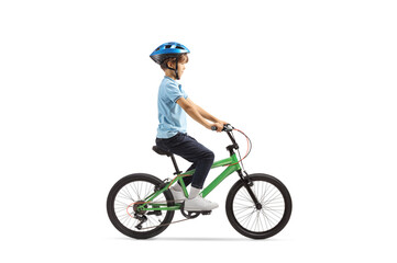 Poster - Kid with a helmet riding a bicycle